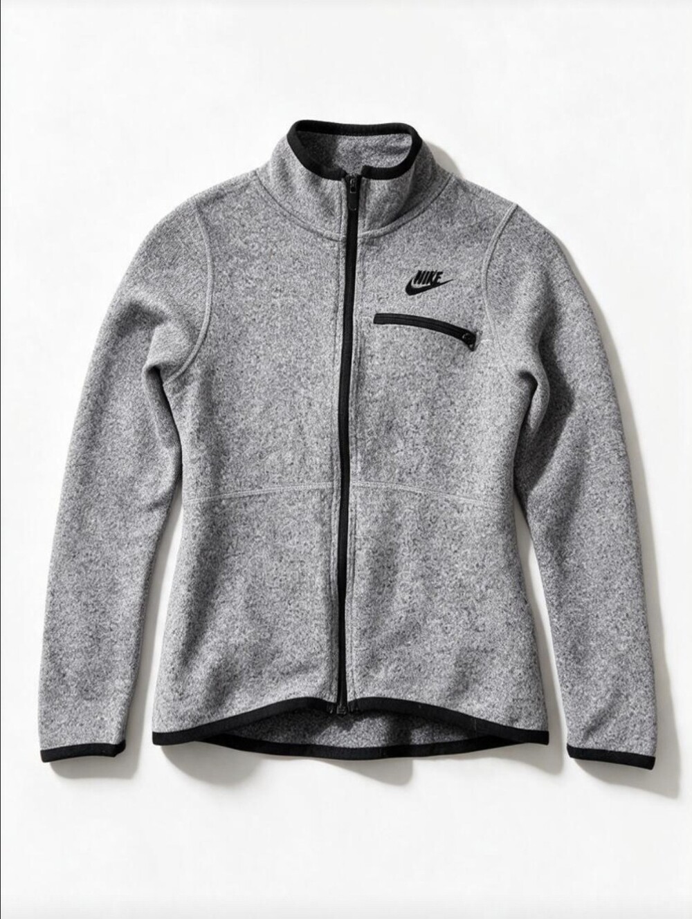 Nike Sportswear Women's Small Gray Knit Fleece Full Zip Jacket Swoosh